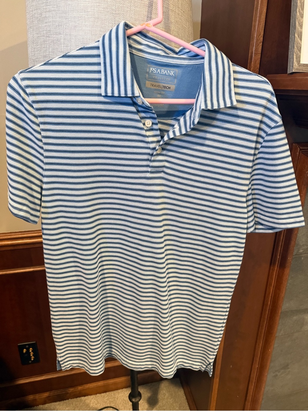 Jos. A. Bank Blue and White Striped Polo Shirt